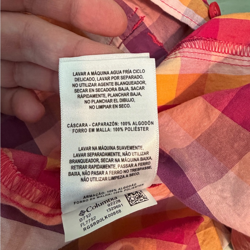 Columbia Pink Orange Purple Plaid Performance Shirt - Picture 8 of 8